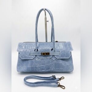 Sky blue Italian genuine leather bag - Made in Italy